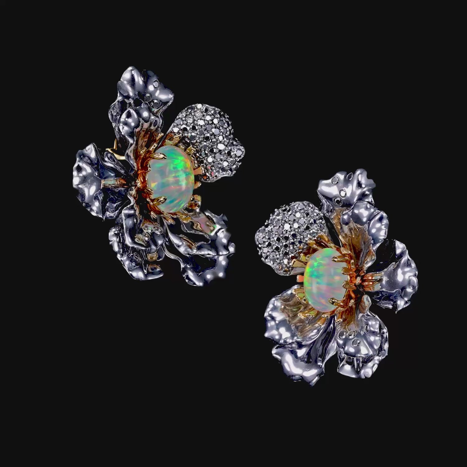 Roi De La Lune Earrings. Lab-Grown Opal