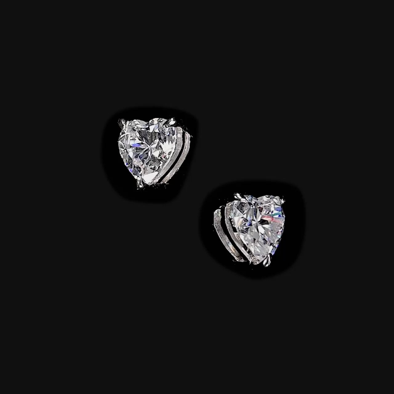 Midi Diamond Heart Studs. White Gold