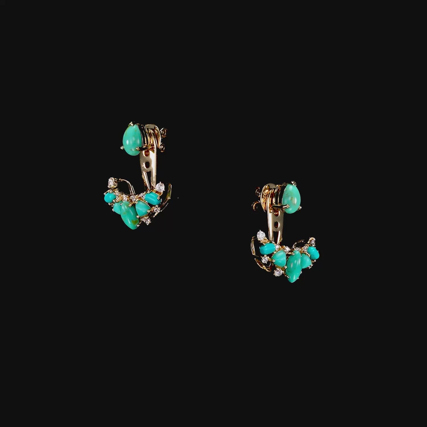 Turquoise Twinkle Ear-Jacket. Lab-Grown Turquoise