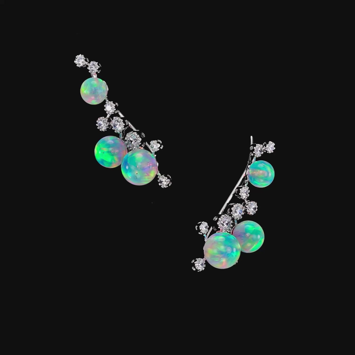 Opal Constellation Ear Cuffs. Lab-Grown Opal