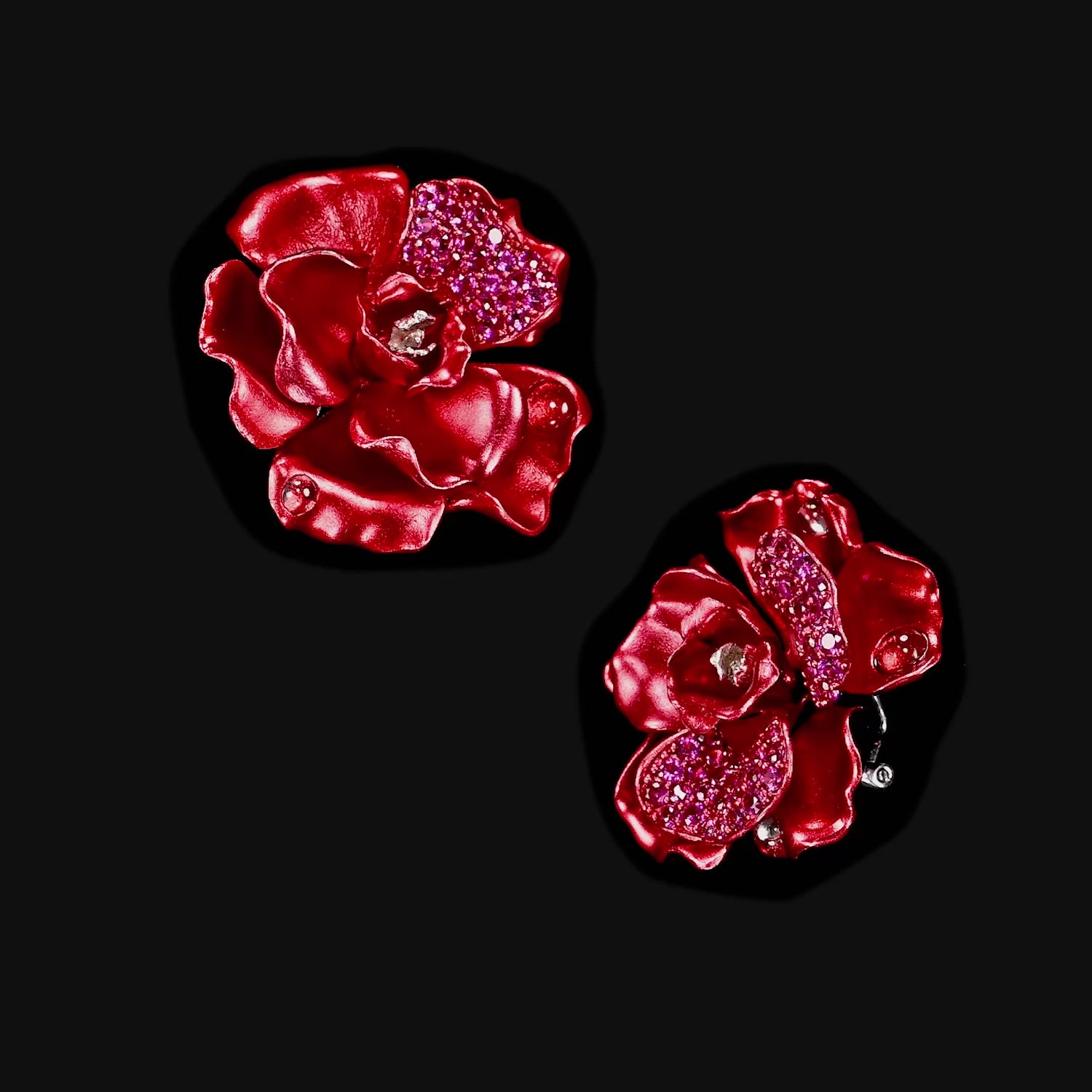 Crimson Camelia Earrings