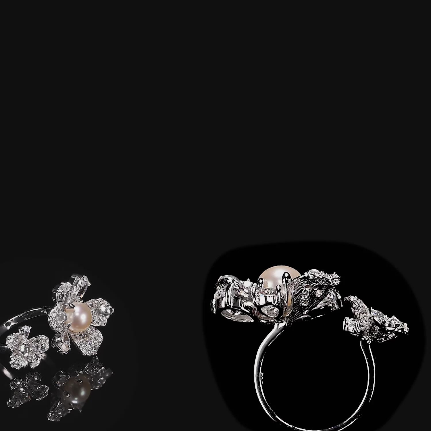 Diamond Snow Rose Ring