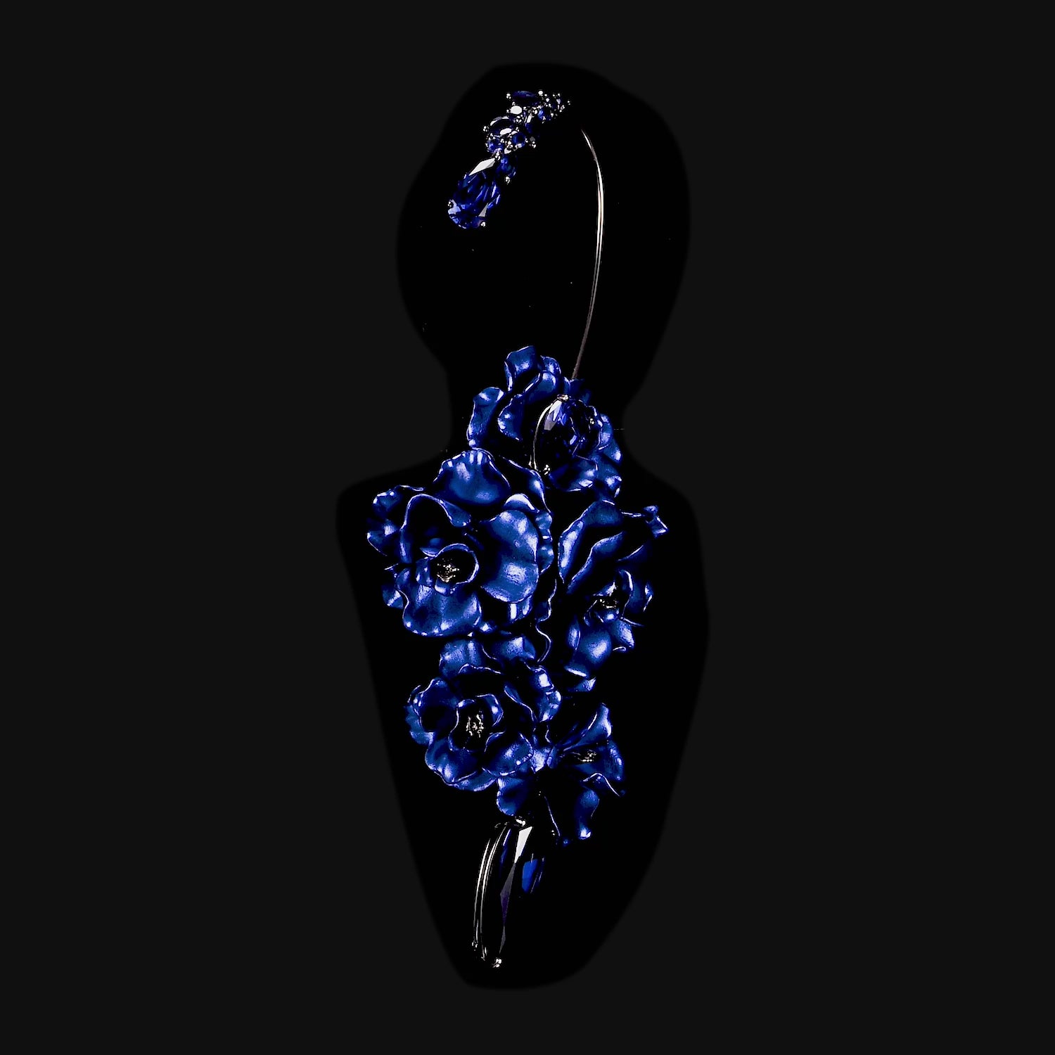 Midnight Camellia Bloom Ear Cuff