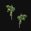 Emerald Mini Bow Earrings. Lab-Grown Emerald