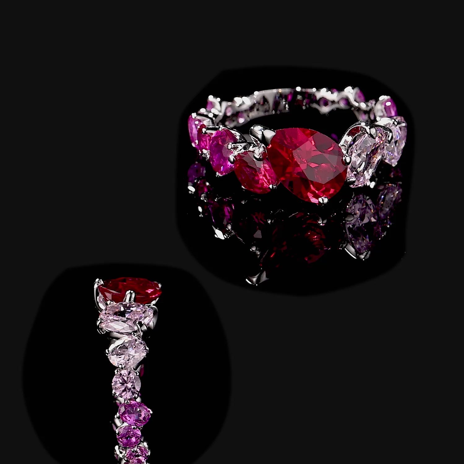 Ruby Ombré Nova Starburst Ring