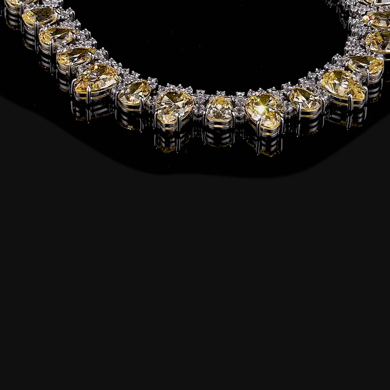 Canary Love & Tears Necklace. Lab-Grown Simulated Diamond
