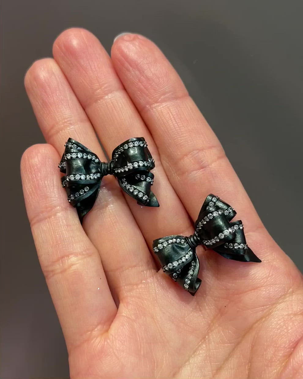 Mini Black Bow Tie Earrings