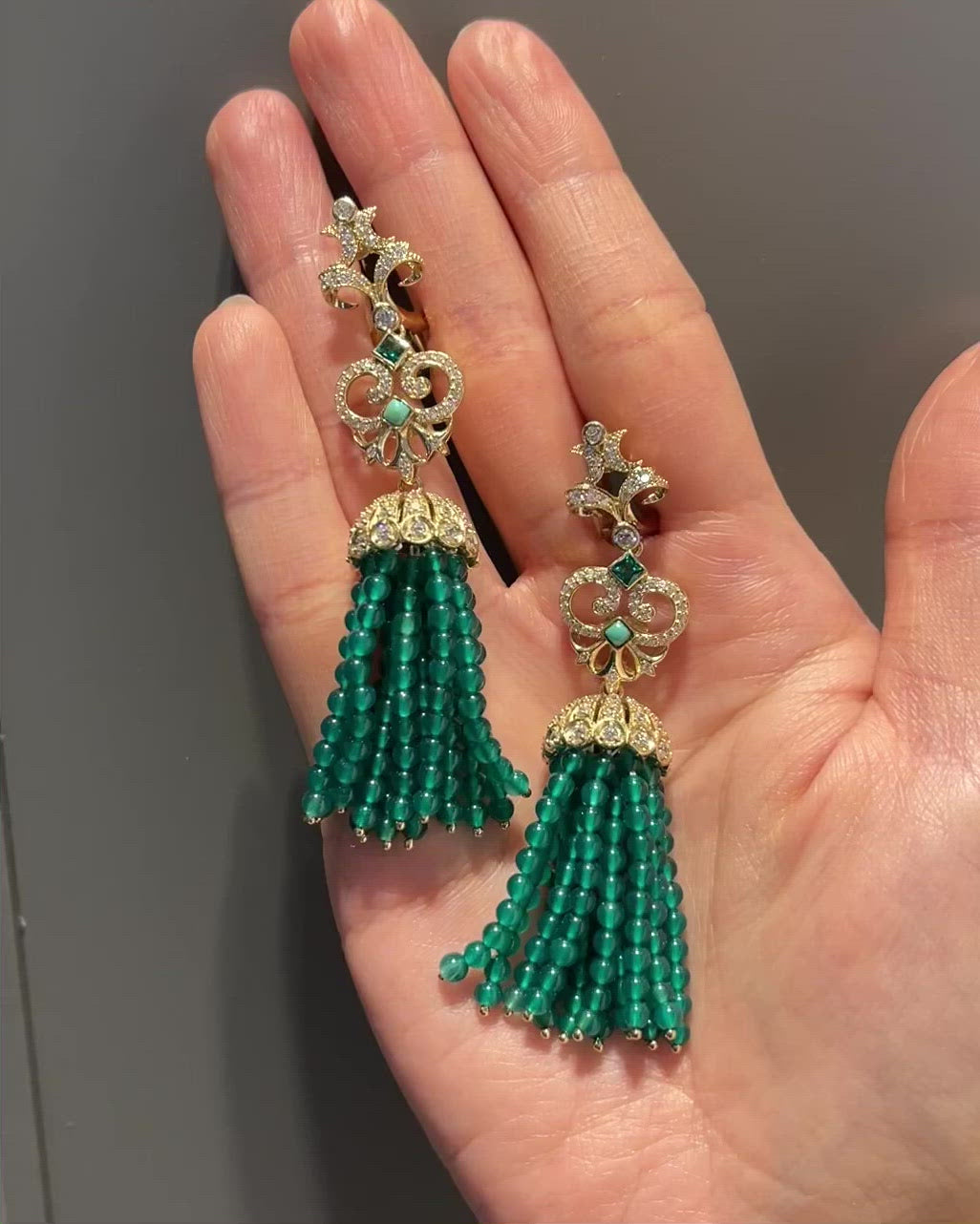 Emerald Tassel Earrings