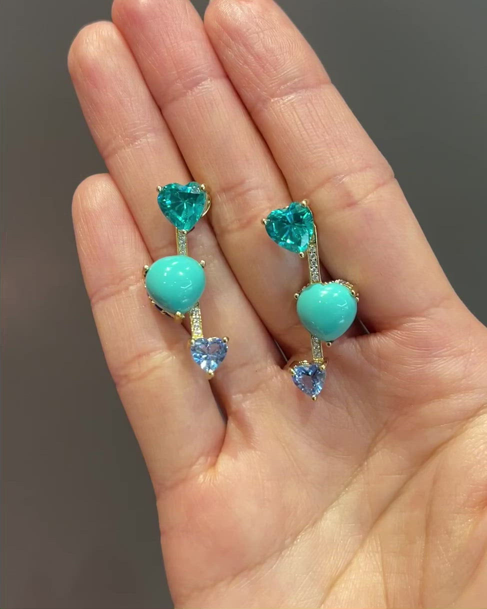 Turquoise Heart Pendulum Earrings