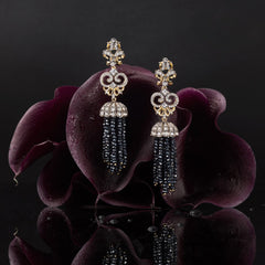 Midnight Tassel Earrings, Earring, Anabela Chan Joaillerie - Fine jewelry with laboratory grown and created gemstones hand-crafted in the United Kingdom. Anabela Chan Joaillerie is the first fine jewellery brand in the world to champion laboratory-grown and created gemstones with high jewellery design, artisanal craftsmanship and a focus on ethical and sustainable innovations.