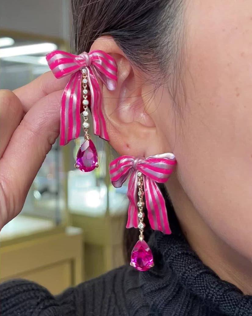 Fuchsia Bardot Bow Earrings