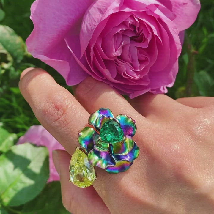 Acid Rainbow Bloom Ring