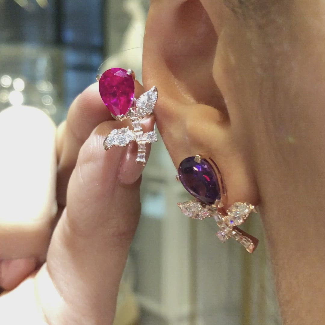 Ruby Amethyst Tulip Earrings