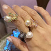 Rose Butterfly Pearl Ring