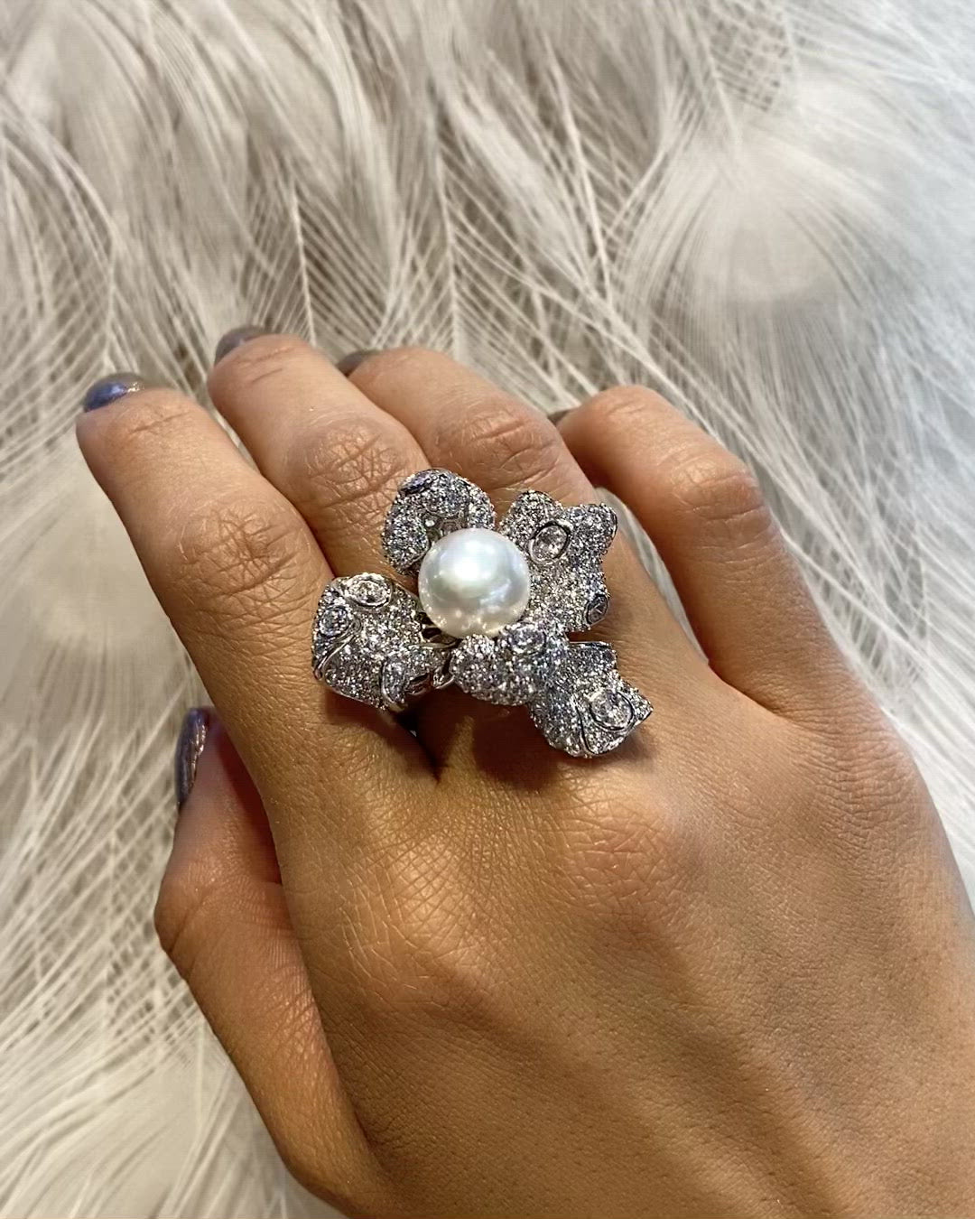 White Mini Blossom Ring