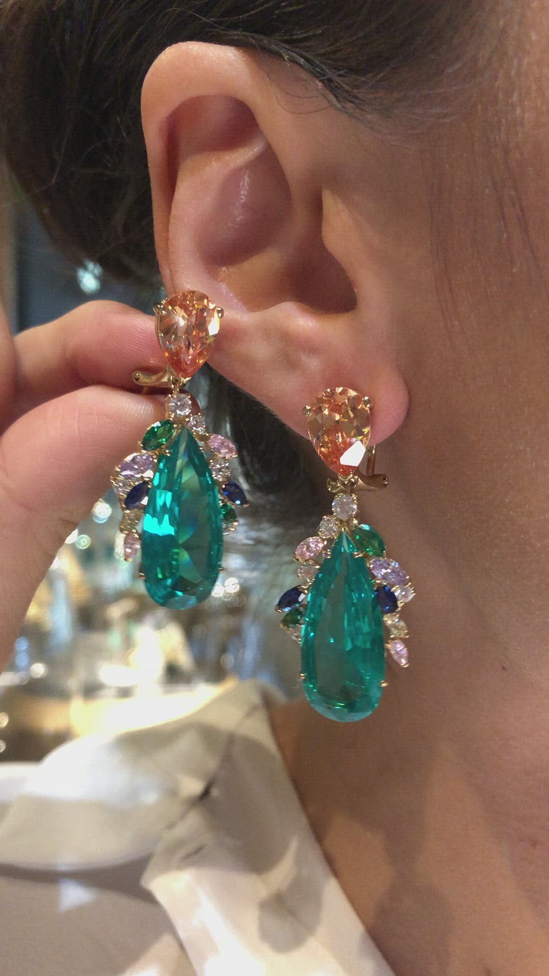 Peacock Paraiba Earrings