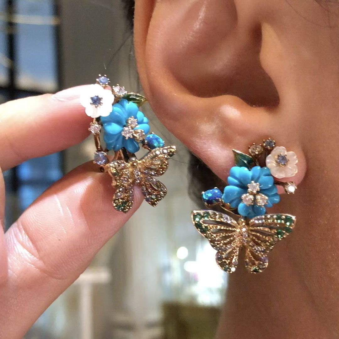 Turquoise Butterfly Bouquet Earrings