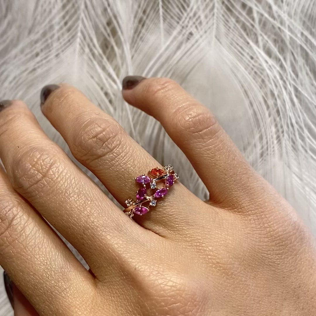 Ruby Sunset Ivy Ring