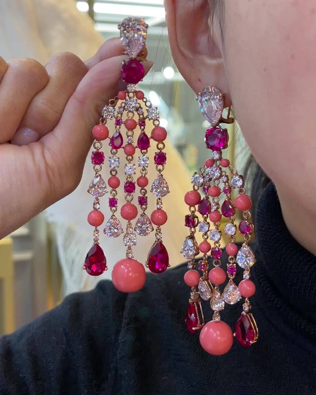 Coral Raindrop Earrings