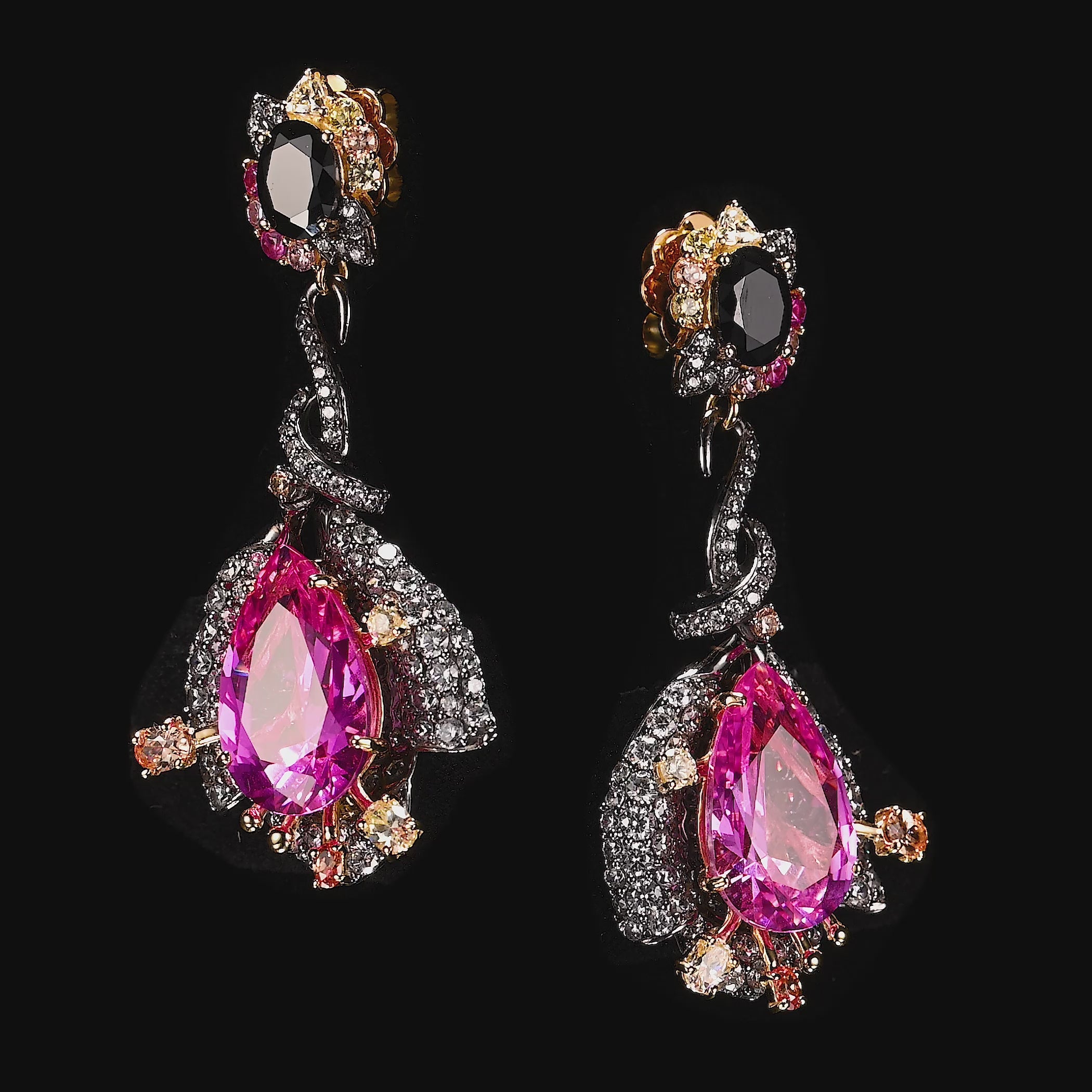 Black Diamond Fuchsia Earrings