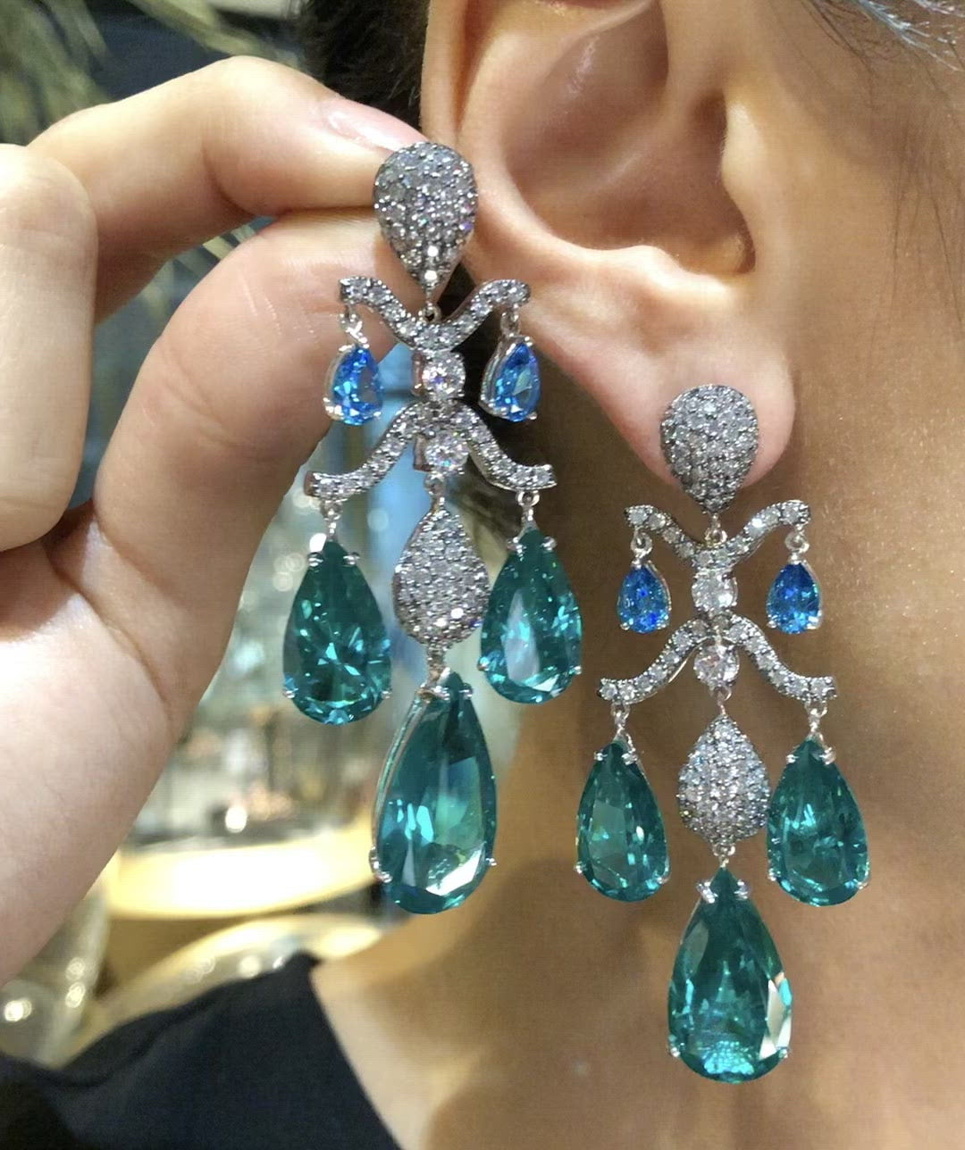 Paraiba Chandelier Earrings