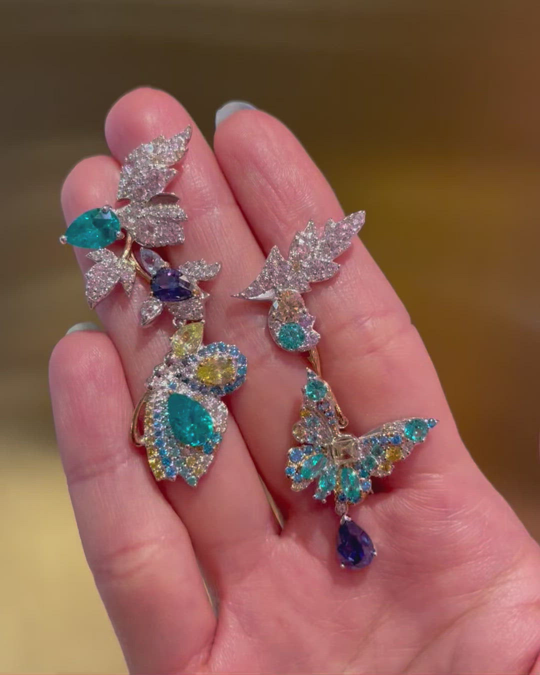 Paraiba Garden Butterfly Earrings