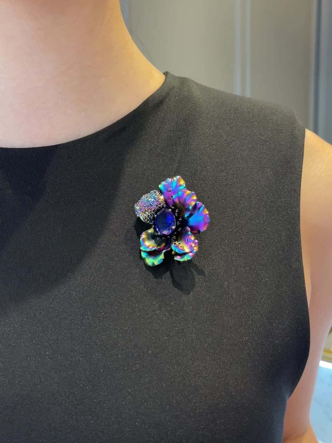 Rainbow Sapphire Poppy Brooch