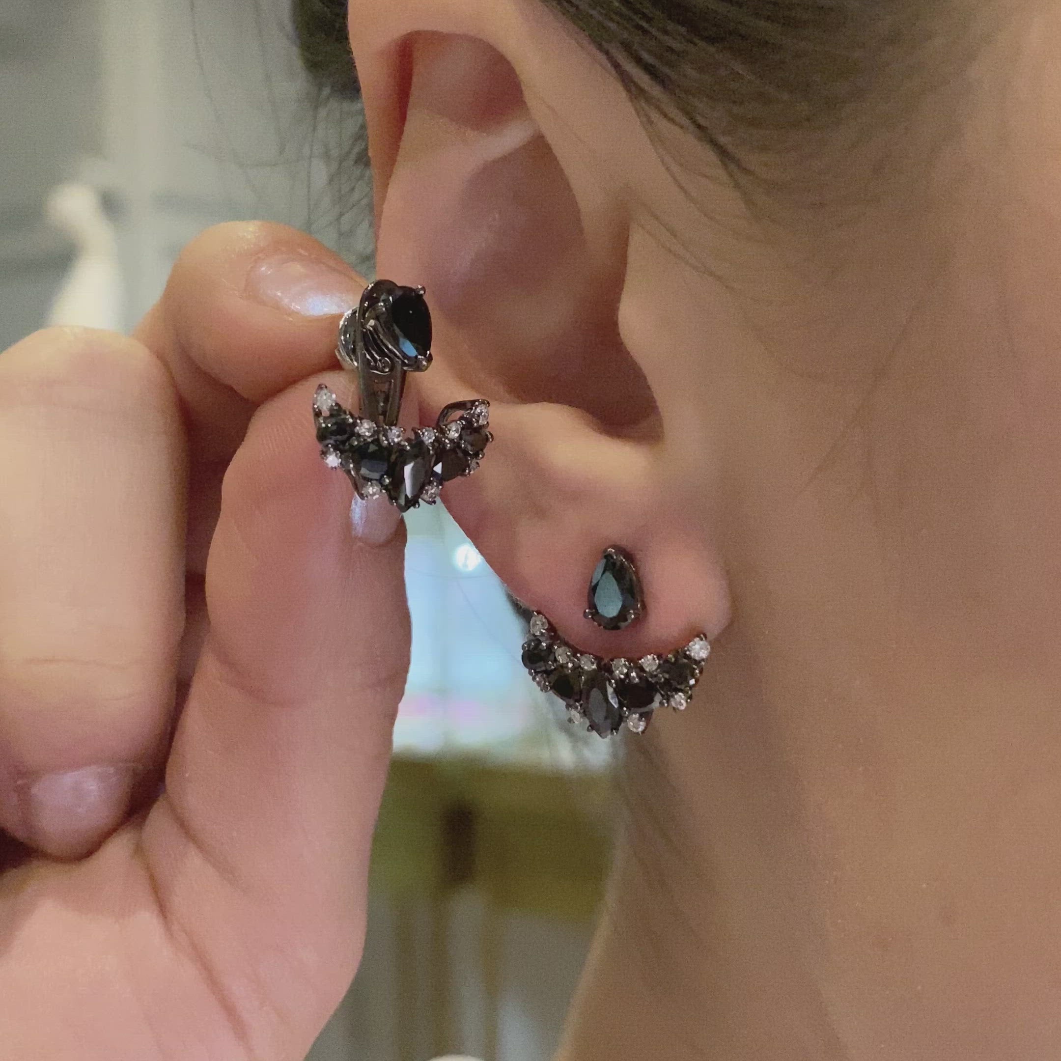 Black Diamond Twinkle Ear-Jackets