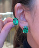 Emerald Cushion Wing Studs