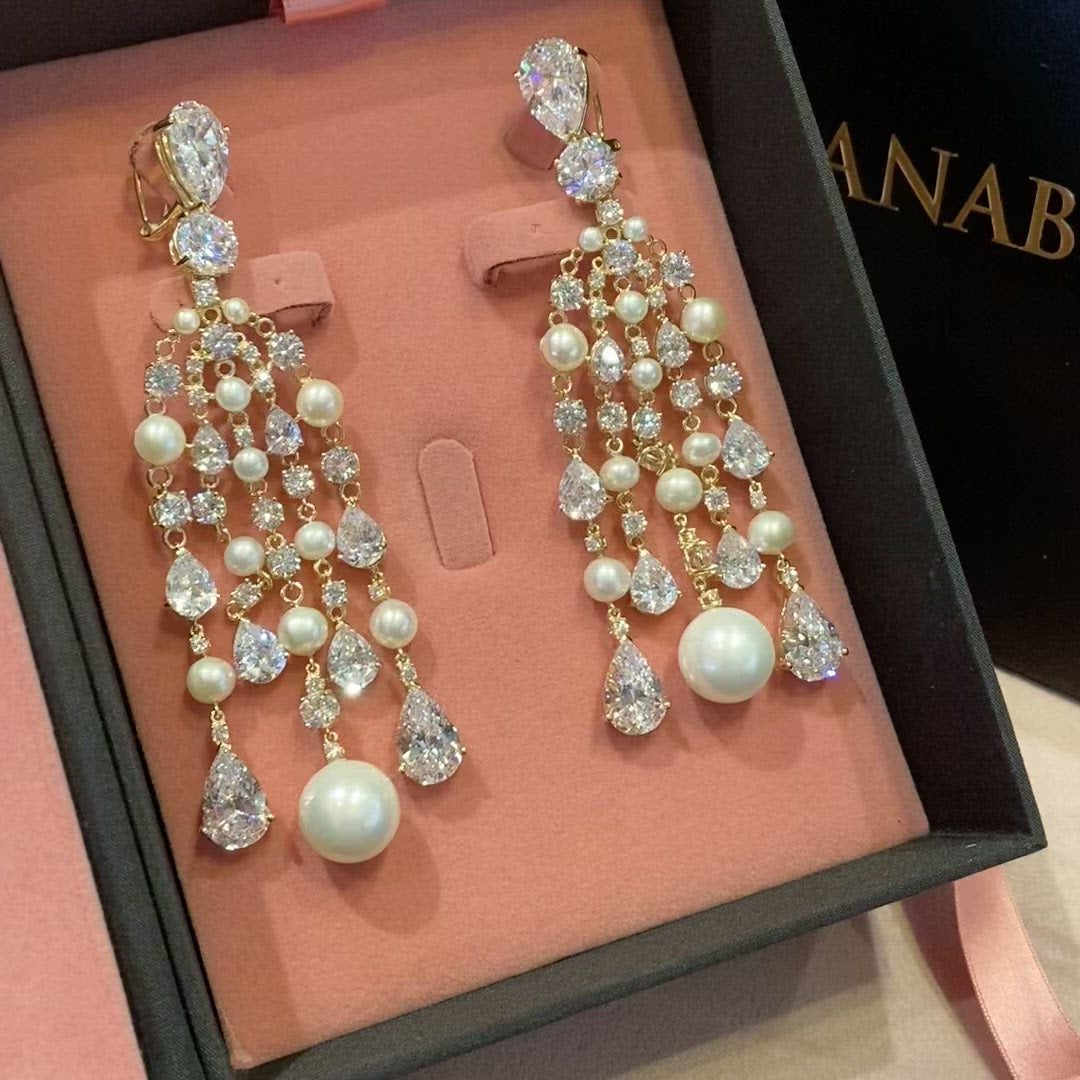 Diamond Pearl Raindrop Earrings