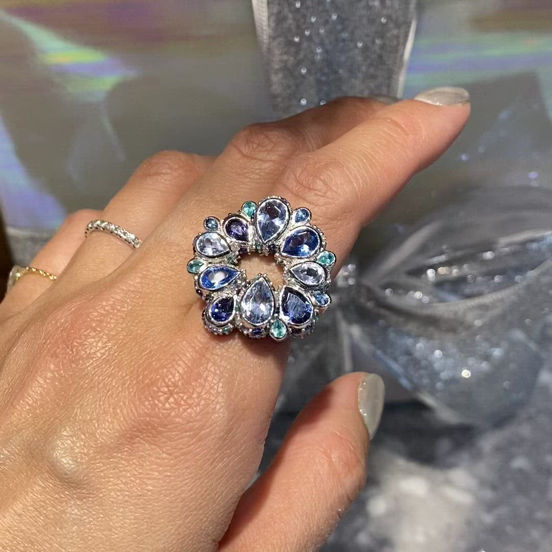 Aqua Pavé Panettone Ring