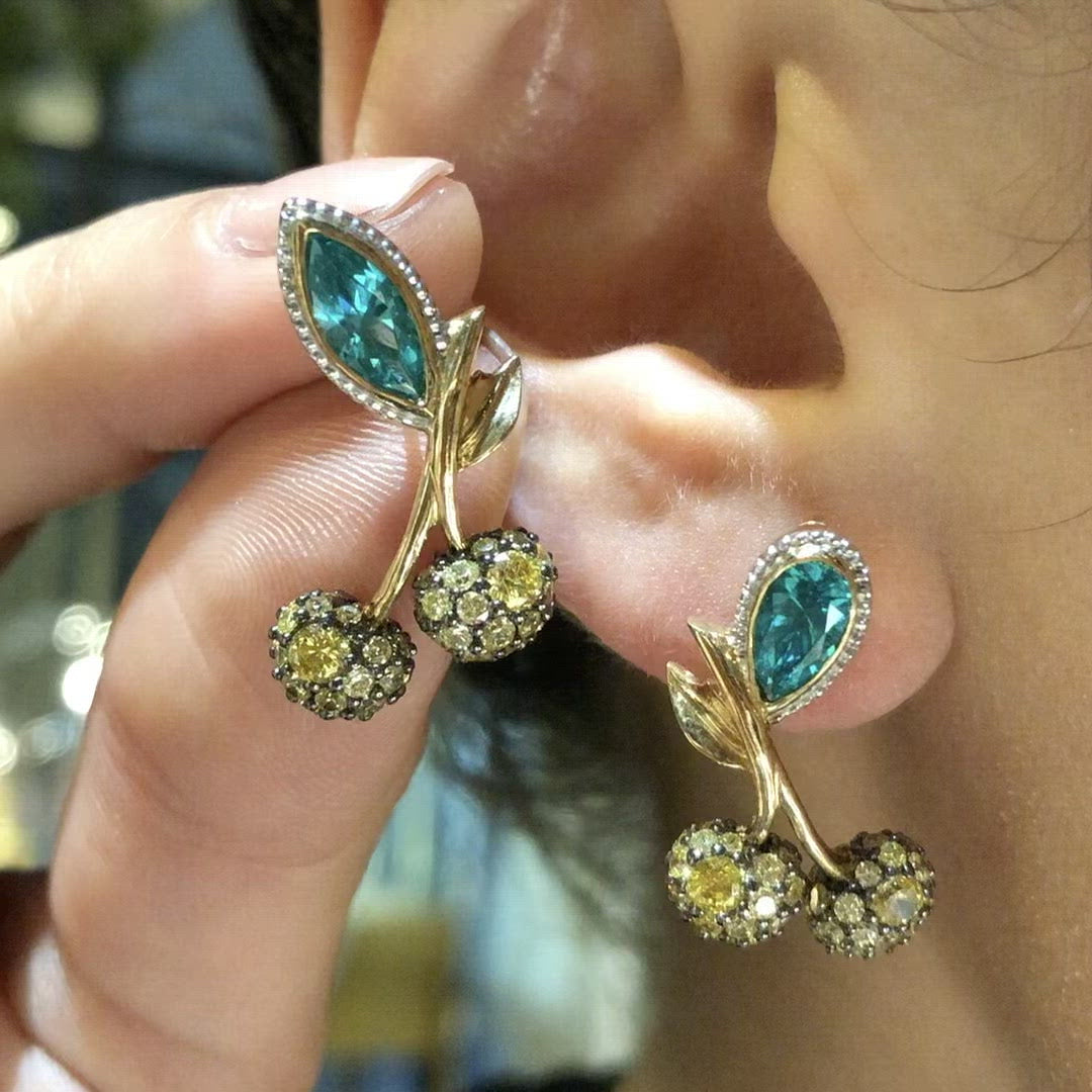 Paraiba Cherry Stud Earrings