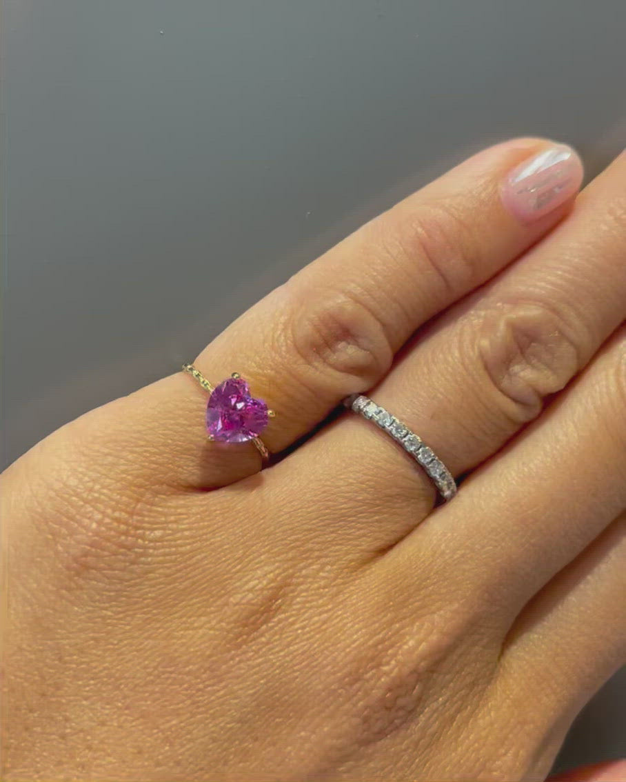 Mini Pink Sapphire Heart Ring