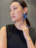 Sapphire Gingham Bow Earrings