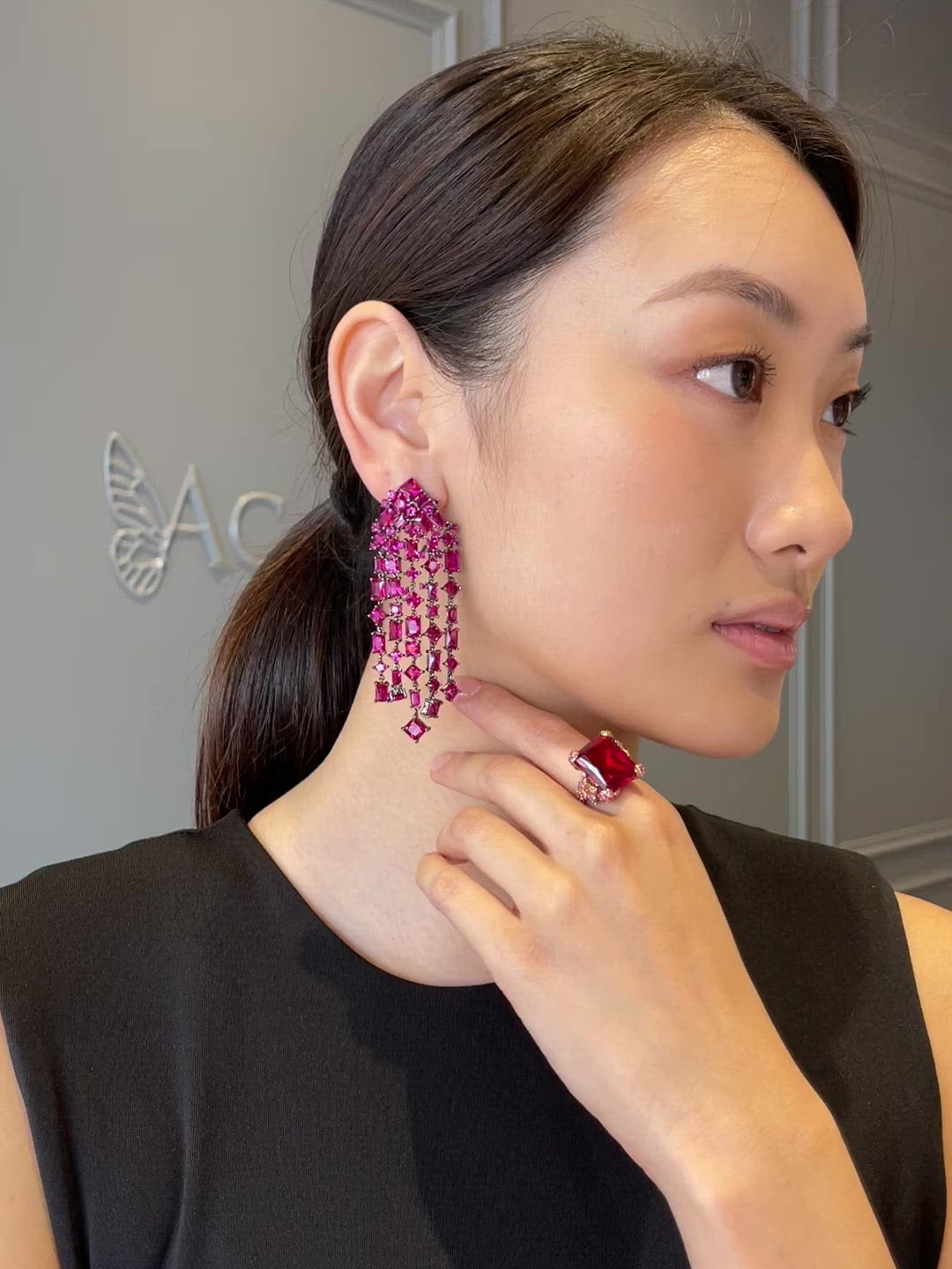 Crimson Cascade Earrings