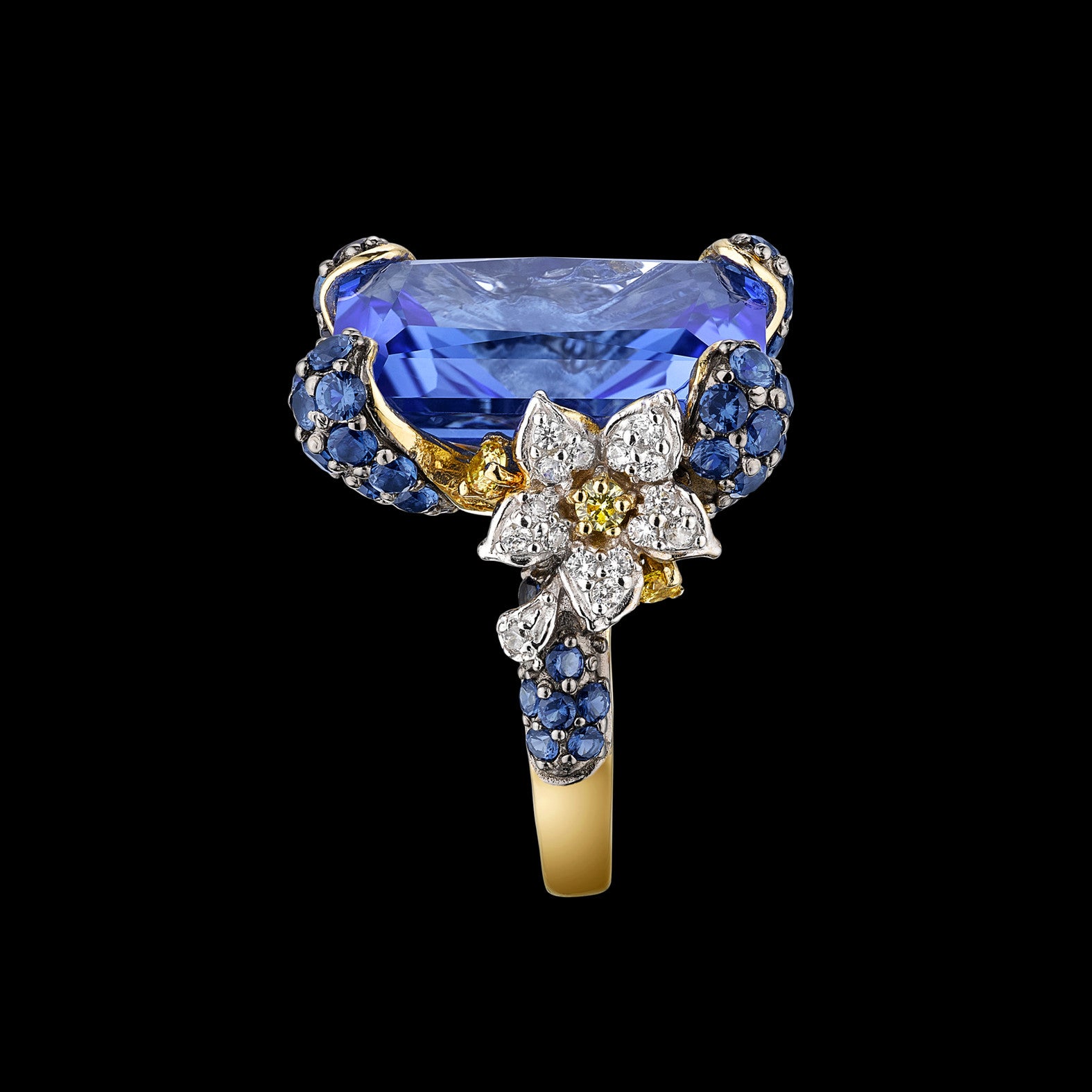 Blue Cinderella Ring, Ring, Anabela Chan Joaillerie - Fine jewelry with laboratory grown and created gemstones hand-crafted in the United Kingdom. Anabela Chan Joaillerie is the first fine jewellery brand in the world to champion laboratory-grown and created gemstones with high jewellery design, artisanal craftsmanship and a focus on ethical and sustainable innovations.