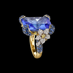 Blue Cinderella Ring, Ring, Anabela Chan Joaillerie - Fine jewelry with laboratory grown and created gemstones hand-crafted in the United Kingdom. Anabela Chan Joaillerie is the first fine jewellery brand in the world to champion laboratory-grown and created gemstones with high jewellery design, artisanal craftsmanship and a focus on ethical and sustainable innovations.