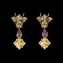 Bumble Citrine Earrings, Earring, Anabela Chan Joaillerie - Fine jewelry with laboratory grown and created gemstones hand-crafted in the United Kingdom. Anabela Chan Joaillerie is the first fine jewellery brand in the world to champion laboratory-grown and created gemstones with high jewellery design, artisanal craftsmanship and a focus on ethical and sustainable innovations.