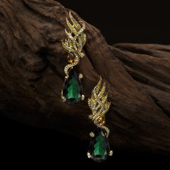 Green Feather Earrings, Earring, Anabela Chan Joaillerie - Fine jewelry with laboratory grown and created gemstones hand-crafted in the United Kingdom. Anabela Chan Joaillerie is the first fine jewellery brand in the world to champion laboratory-grown and created gemstones with high jewellery design, artisanal craftsmanship and a focus on ethical and sustainable innovations.