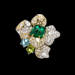 Emerald Blossom Ring, Ring, Anabela Chan Joaillerie - Fine jewelry with laboratory grown and created gemstones hand-crafted in the United Kingdom. Anabela Chan Joaillerie is the first fine jewellery brand in the world to champion laboratory-grown and created gemstones with high jewellery design, artisanal craftsmanship and a focus on ethical and sustainable innovations.