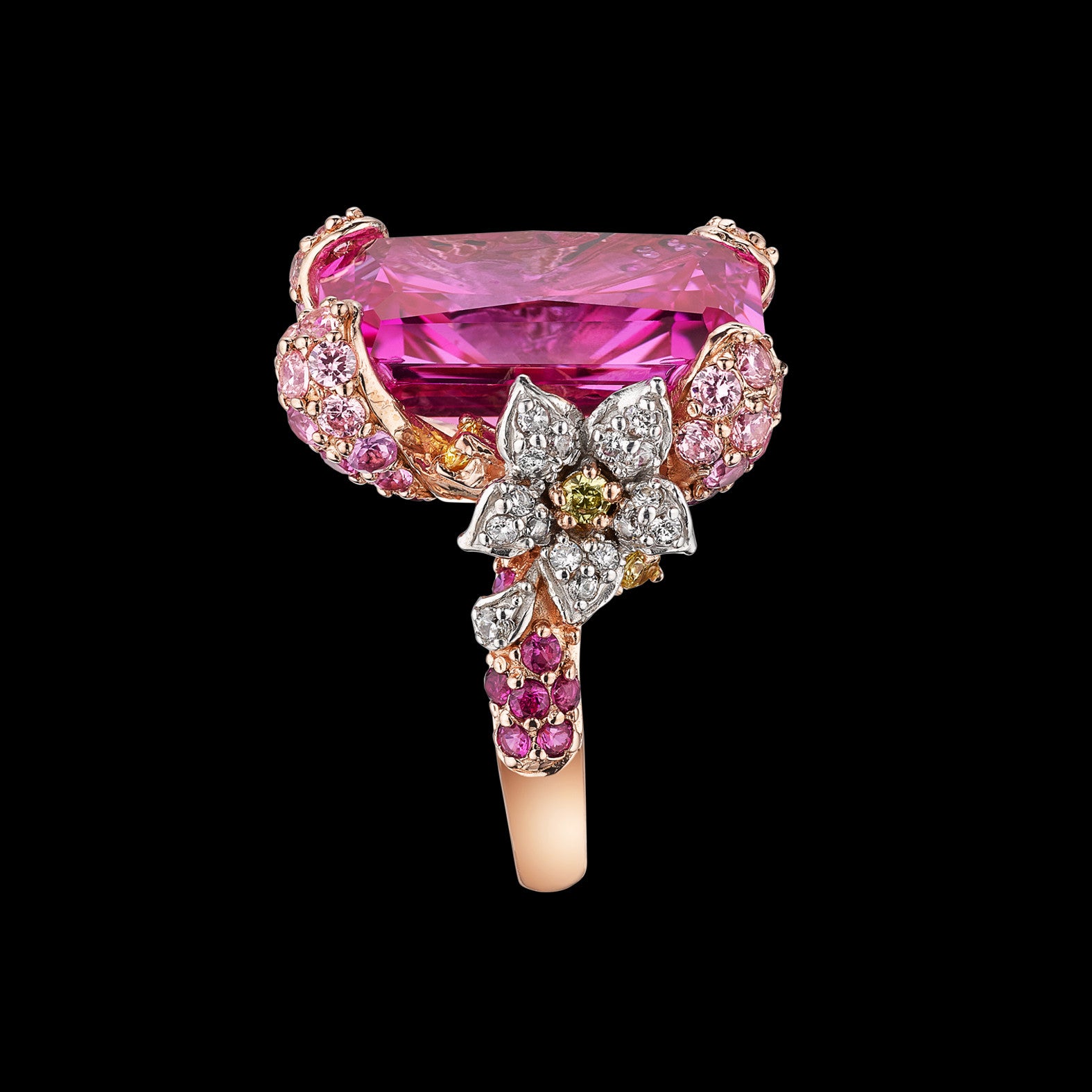 Rose Cinderella Ring, Ring, Anabela Chan Joaillerie - Fine jewelry with laboratory grown and created gemstones hand-crafted in the United Kingdom. Anabela Chan Joaillerie is the first fine jewellery brand in the world to champion laboratory-grown and created gemstones with high jewellery design, artisanal craftsmanship and a focus on ethical and sustainable innovations.