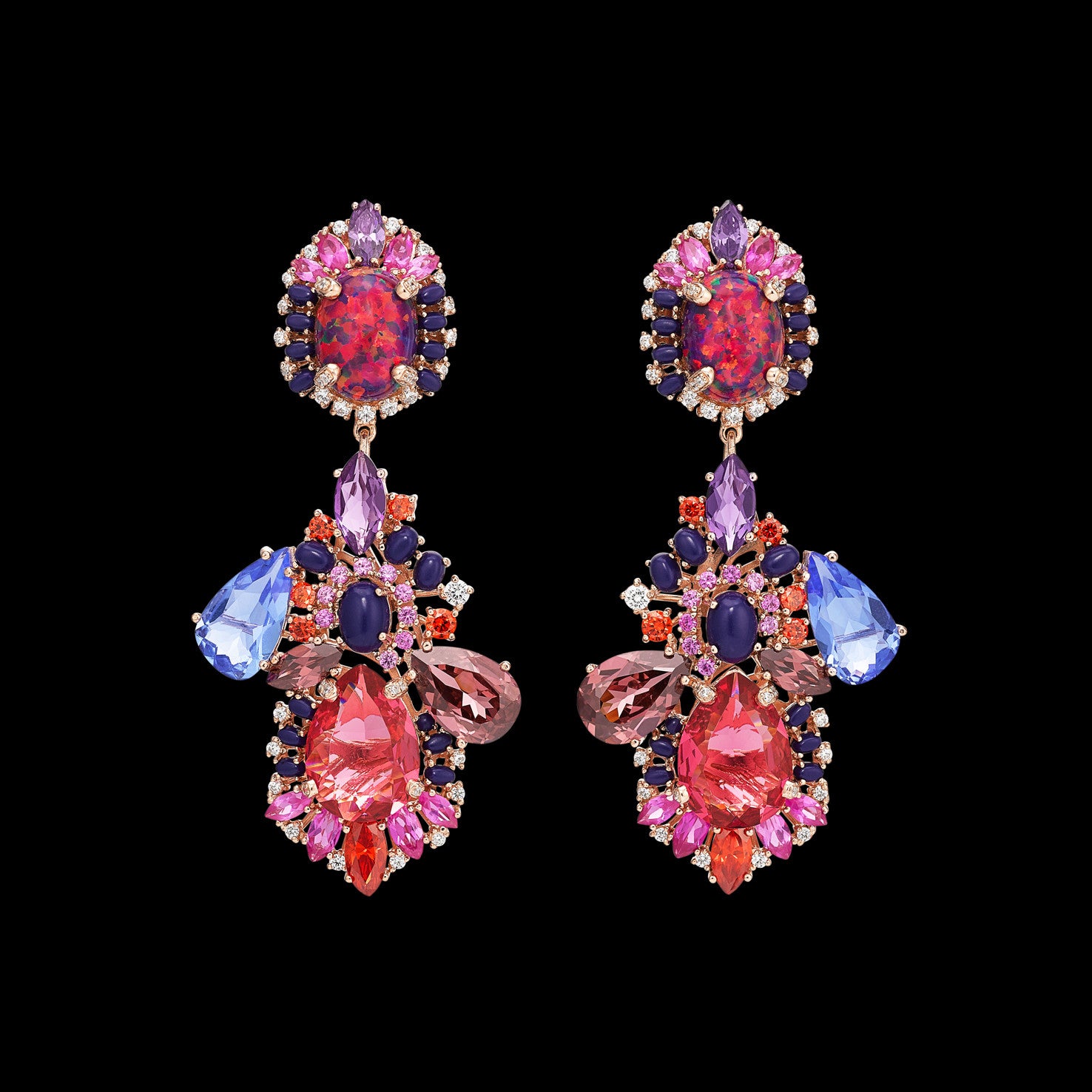 Violet Opal Nereides Earrings, Earring, Anabela Chan Joaillerie - Fine jewelry with laboratory grown and created gemstones hand-crafted in the United Kingdom. Anabela Chan Joaillerie is the first fine jewellery brand in the world to champion laboratory-grown and created gemstones with high jewellery design, artisanal craftsmanship and a focus on ethical and sustainable innovations.