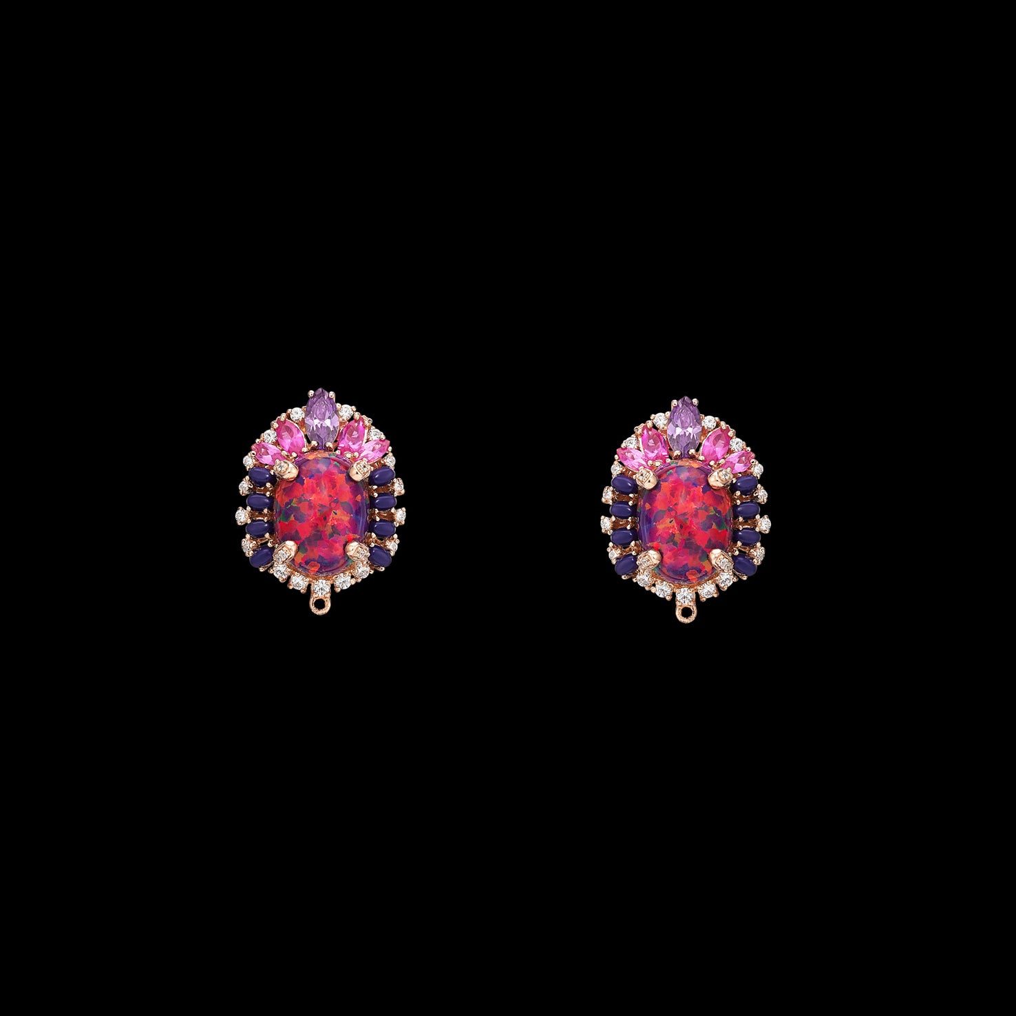 Violet Opal Nereides Earrings, Earring, Anabela Chan Joaillerie - Fine jewelry with laboratory grown and created gemstones hand-crafted in the United Kingdom. Anabela Chan Joaillerie is the first fine jewellery brand in the world to champion laboratory-grown and created gemstones with high jewellery design, artisanal craftsmanship and a focus on ethical and sustainable innovations.