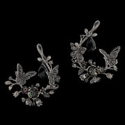 Black Diamond Butterfly Garland Earrings