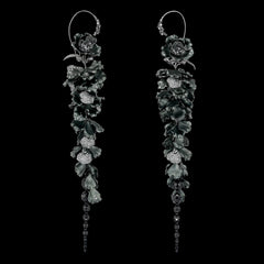 Black Daimond Wisteria Earrings, Earrings, Anabela Chan Joaillerie - Fine jewelry with laboratory grown and created gemstones hand-crafted in the United Kingdom. Anabela Chan Joaillerie is the first fine jewellery brand in the world to champion laboratory-grown and created gemstones with high jewellery design, artisanal craftsmanship and a focus on ethical and sustainable innovations.