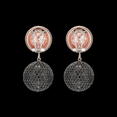 Black Pink Bauble Earrings, Earrings, Anabela Chan Joaillerie - Fine jewelry with laboratory grown and created gemstones hand-crafted in the United Kingdom. Anabela Chan Joaillerie is the first fine jewellery brand in the world to champion laboratory-grown and created gemstones with high jewellery design, artisanal craftsmanship and a focus on ethical and sustainable innovations.