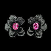 Black Velvet Poppy Earrings