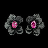Black Velvet Poppy Earrings, Earrings, Anabela Chan Joaillerie - Fine jewelry with laboratory grown and created gemstones hand-crafted in the United Kingdom. Anabela Chan Joaillerie is the first fine jewellery brand in the world to champion laboratory-grown and created gemstones with high jewellery design, artisanal craftsmanship and a focus on ethical and sustainable innovations.