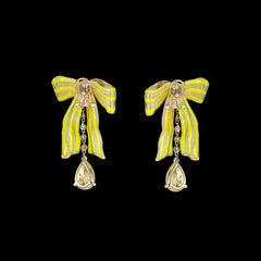 Canary Bardot Bow Earrings, Earrings, Anabela Chan Joaillerie - Fine jewelry with laboratory grown and created gemstones hand-crafted in the United Kingdom. Anabela Chan Joaillerie is the first fine jewellery brand in the world to champion laboratory-grown and created gemstones with high jewellery design, artisanal craftsmanship and a focus on ethical and sustainable innovations.