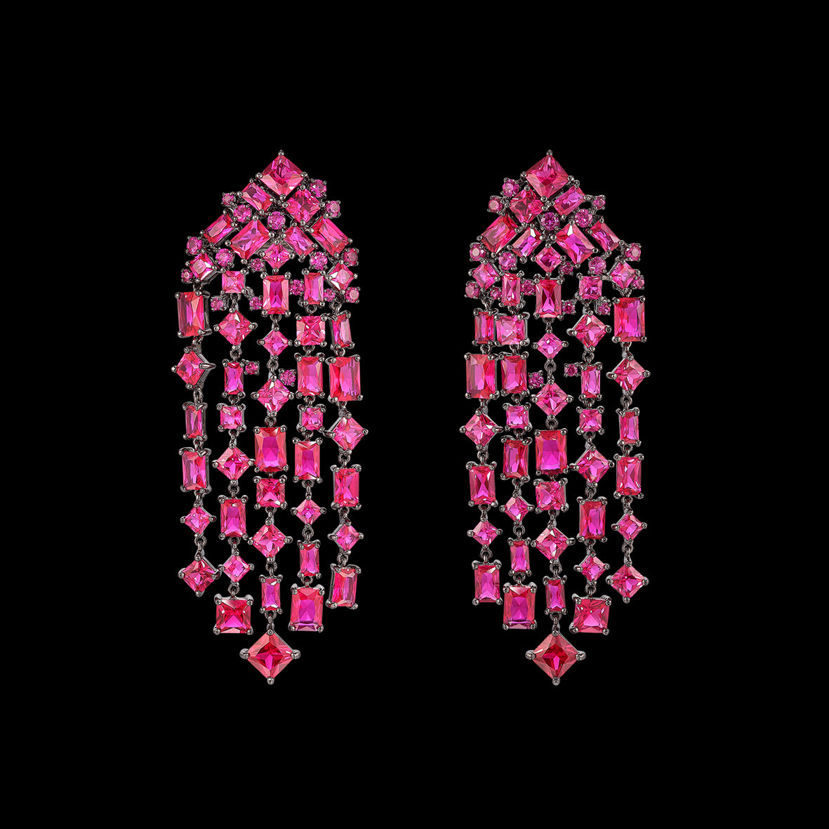 Crimson Cascade Earrings, Earrings, Anabela Chan Joaillerie - Fine jewelry with laboratory grown and created gemstones hand-crafted in the United Kingdom. Anabela Chan Joaillerie is the first fine jewellery brand in the world to champion laboratory-grown and created gemstones with high jewellery design, artisanal craftsmanship and a focus on ethical and sustainable innovations.
